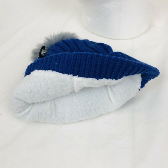 Kids Knit Beanie‎ Pom Fleece Lining Plush On Front- - Picture 8 of 8